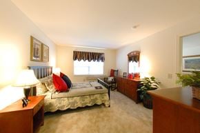 Lambertville apartment for rent - a bedroom with a bed and a dresser and a window