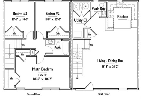 Floor plan for 3 beds, 1.5 baths, 1360 sqft