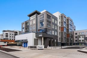 Langley house for rent - A modern building with the name "Hayer" on the front.