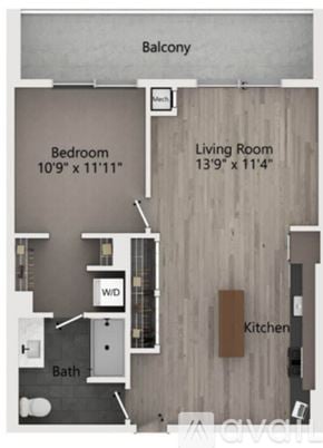 Chicago house for rent - A bedroom with a large bed, a round mirror, and a view of the city through the window.