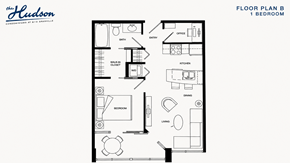 Vancouver apartment for rent - A black and white image of a floor plan for a one bedroom apartment.
