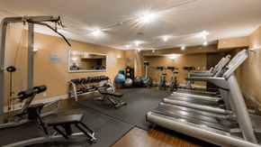Vancouver apartment for rent - A gym with treadmills, weights, and exercise equipment.