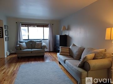 Piermont apartment for rent - A living room with a grey couch and a grey rug.