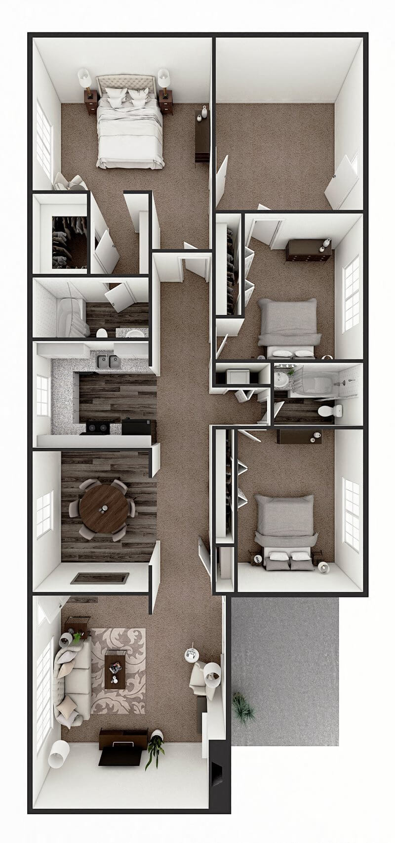 Floor plan for 3 beds, 2 baths, 1650 sqft