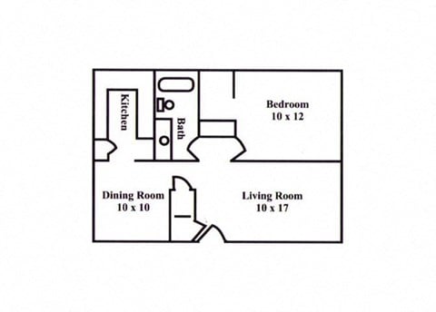 Floor plan for 1 bed, 1 bath, 660 sqft