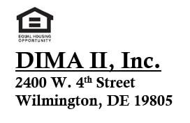 Wilmington apartment for rent - A logo for Equal Housing Opportunity sits above the name DIMA II, Inc. and its address.