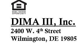 Wilmington apartment for rent - A logo for Equal Housing Opportunity sits above the name DIMA III, Inc. and its address.