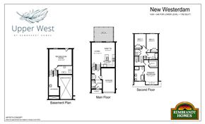 London house for rent - A page from a book showing floor plans for a house called Upper West by Rembrandt Homes.
