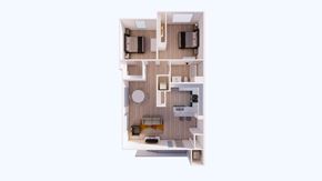 Rio Rancho apartment for rent - A small apartment with a kitchen, living room, and two bedrooms.