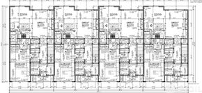 Poolville townhouse for rent - A black and white image of a floor plan for a building with multiple rooms and labeled areas.