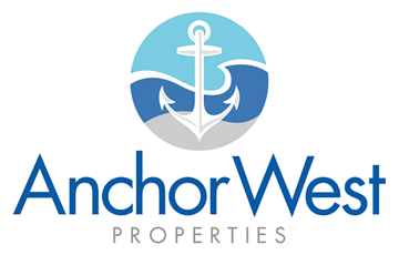 San Clemente apartment for rent - Anchor West Properties logo with a blue anchor and waves.