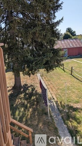 Hanover apartment for rent - A tree in a field with a fence and a building in the background.