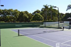 Camarillo house for rent - A tennis court with the name "Spanish Hills" on the wall.