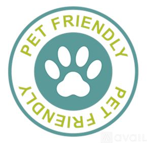 Cleveland apartment for rent - A logo with a paw print and the words "PET FRIENDLY" around it.