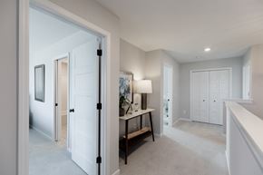 Hastings house for rent - A well-lit, spacious room with a white door and a table with a lamp.