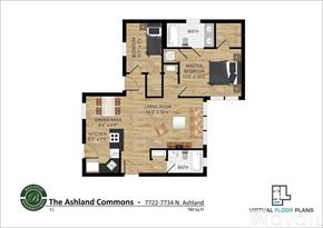 Chicago apartment for rent - A floor plan of a two-bedroom apartment at The Ashland Commons.