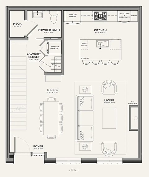 Floor plan for 2 beds, 2.5 baths, 1928 sqft