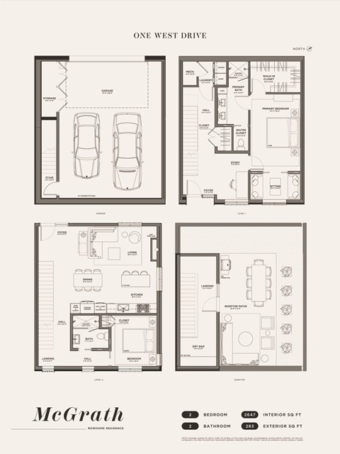 Floor plan for 2 beds, 2 baths, 1928 sqft