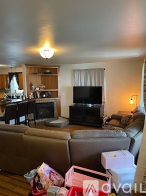 Sheridan townhouse for rent - A living room with a couch, television, and fireplace.
