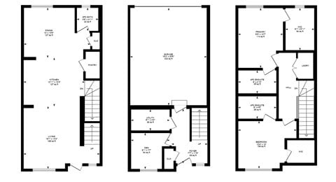 Floor plan for 2 beds, 2.5 baths, 1398 sqft