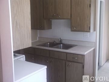 Palm Harbor house for rent - A kitchen with wooden cabinets and a white dishwasher.