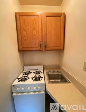 Boston apartment for rent - A kitchen with a stove, sink and cabinets.