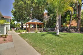 Mountain View apartment for rent - A gazebo is in the middle of a grassy area.