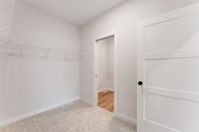 Maple Grove house for rent - A white room with a door and a carpet.