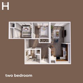 Cleveland apartment for rent - A layout of a two bedroom apartment.