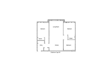 Floor plan for 2 beds, 1 bath, 753 sqft