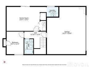 Maumelle house for rent - A floor plan of a house with a laundry room, family room, garage, and bedroom.