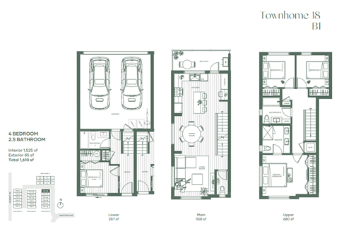 Floor plan for 4 beds, 3.5 baths, 1525 sqft