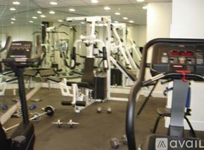New York apartment for rent - A gym with a variety of equipment including treadmills, weights, and exercise machines.
