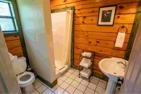 Buchanan apartment for rent - A bathroom with a toilet, sink, and shower.