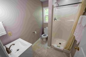Buchanan apartment for rent - A bathroom with a sink, toilet, and shower.