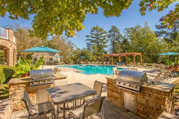 Outdoor kitchens with charcoal grills