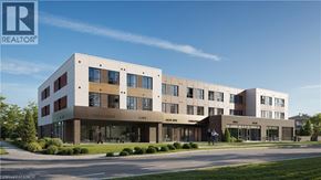 Waterloo condo for rent - A modern building with the words "REALTOR" on the top left corner.
