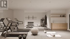 Belleville (Thurlow Ward) house for rent - A gym with a variety of equipment including a treadmill, weights, and a yoga mat.
