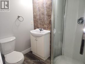Niagara Falls (Chippawa) house for rent - A white toilet sits next to a white sink in a small bathroom.