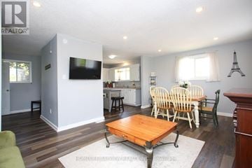Kawartha Lakes (Bexley) house for rent - A living room with a wooden floor and a television on the wall.