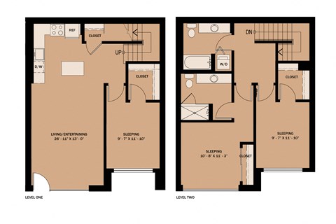 Floor plan for 3 beds, 2 baths, 1326 sqft
