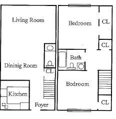 Floor plan for 2 beds, 952 sqft