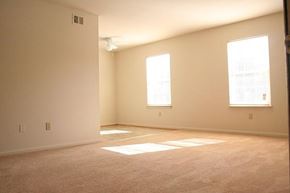 Hampton apartment for rent - an empty living room with two windows in it