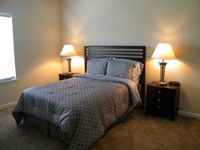 Brunswick apartment for rent - a bedroom with a bed and two lamps