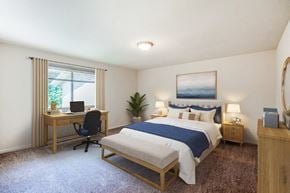 Fort Washington apartment for rent - a bedroom with a bed and a desk and a window