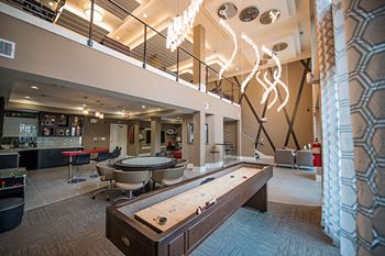 Clubroom with shuffleboard