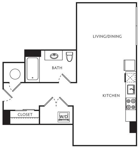 Floor plan for studio, 1 bath, 474 sqft
