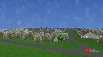 Penn Yan apartment for rent - A visualization of a residential area with houses and trees.