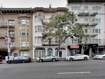 San Francisco apartment for rent - A row of parked cars in front of a building with a sign that says "Slide Repair".