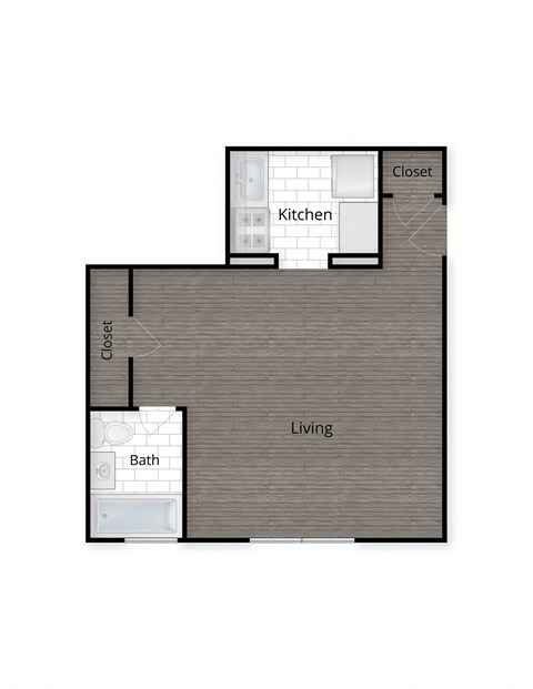 Floor plan for studio, 1 bath, 433 sqft